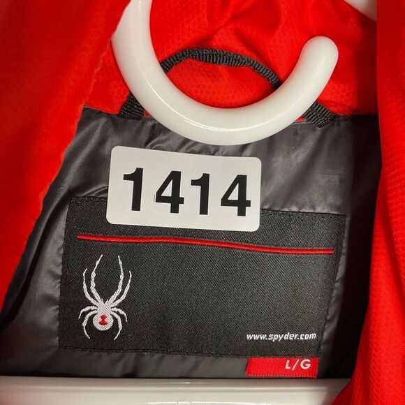 Coral Red Men’s Spyder Insulated Puffer‎ Jacket - Men's L Gray Zip Red Worn Once - Picture 4 of 10